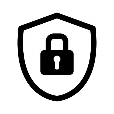 Security shield or virus shield lock line art icon for apps and websites